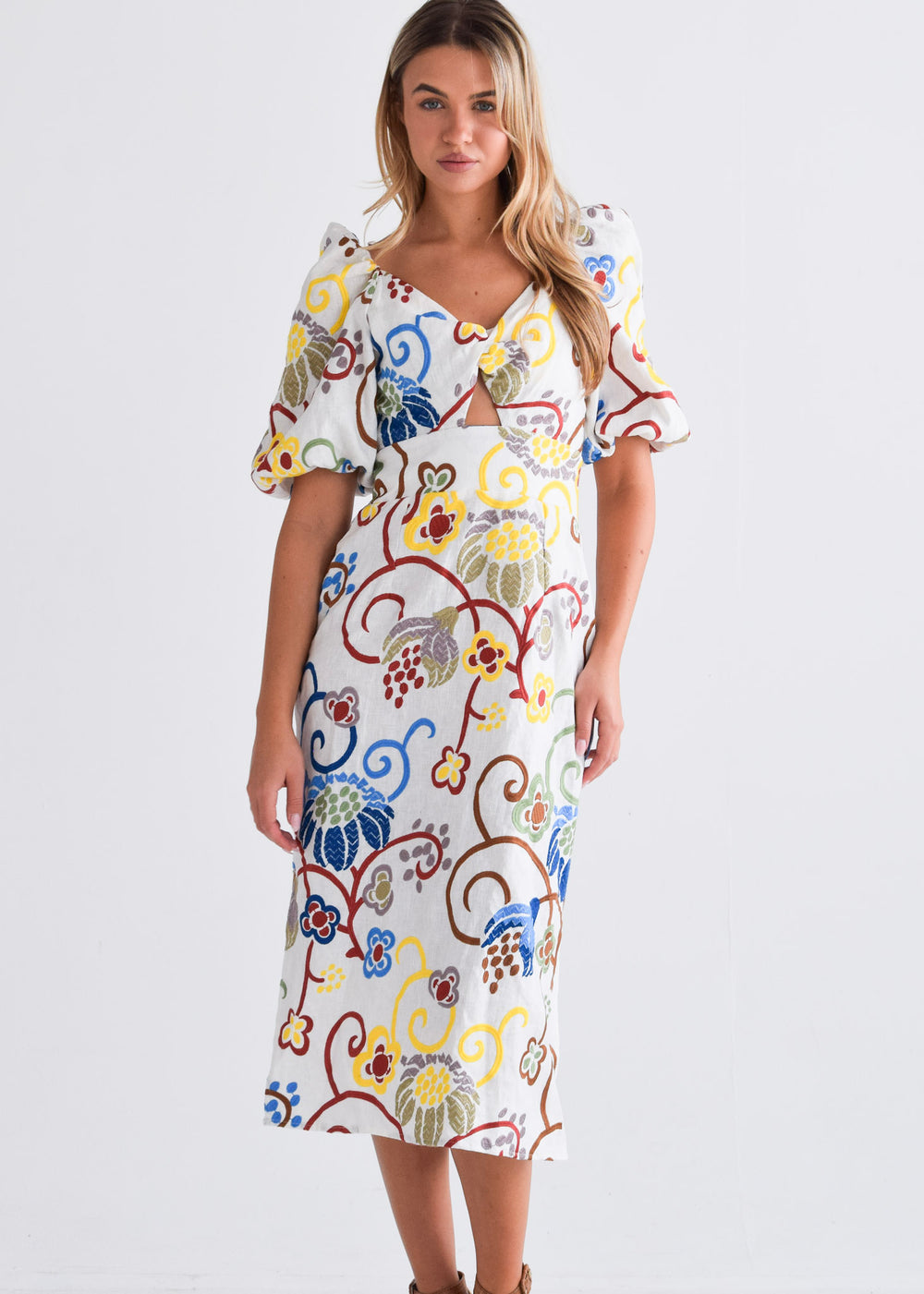 Matador Midi Dress Floral Linen
