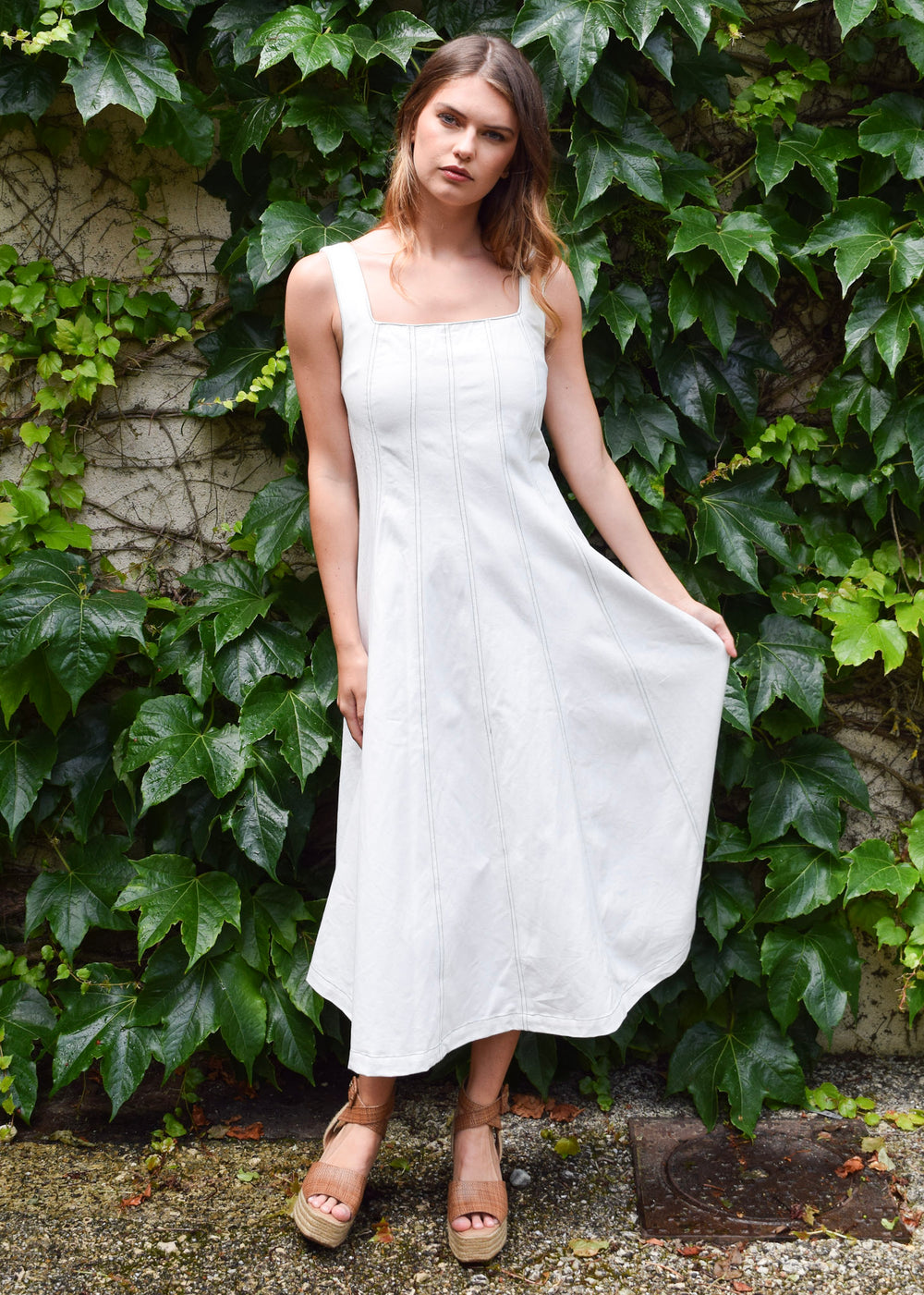 Ashley Dress Ivory Denim