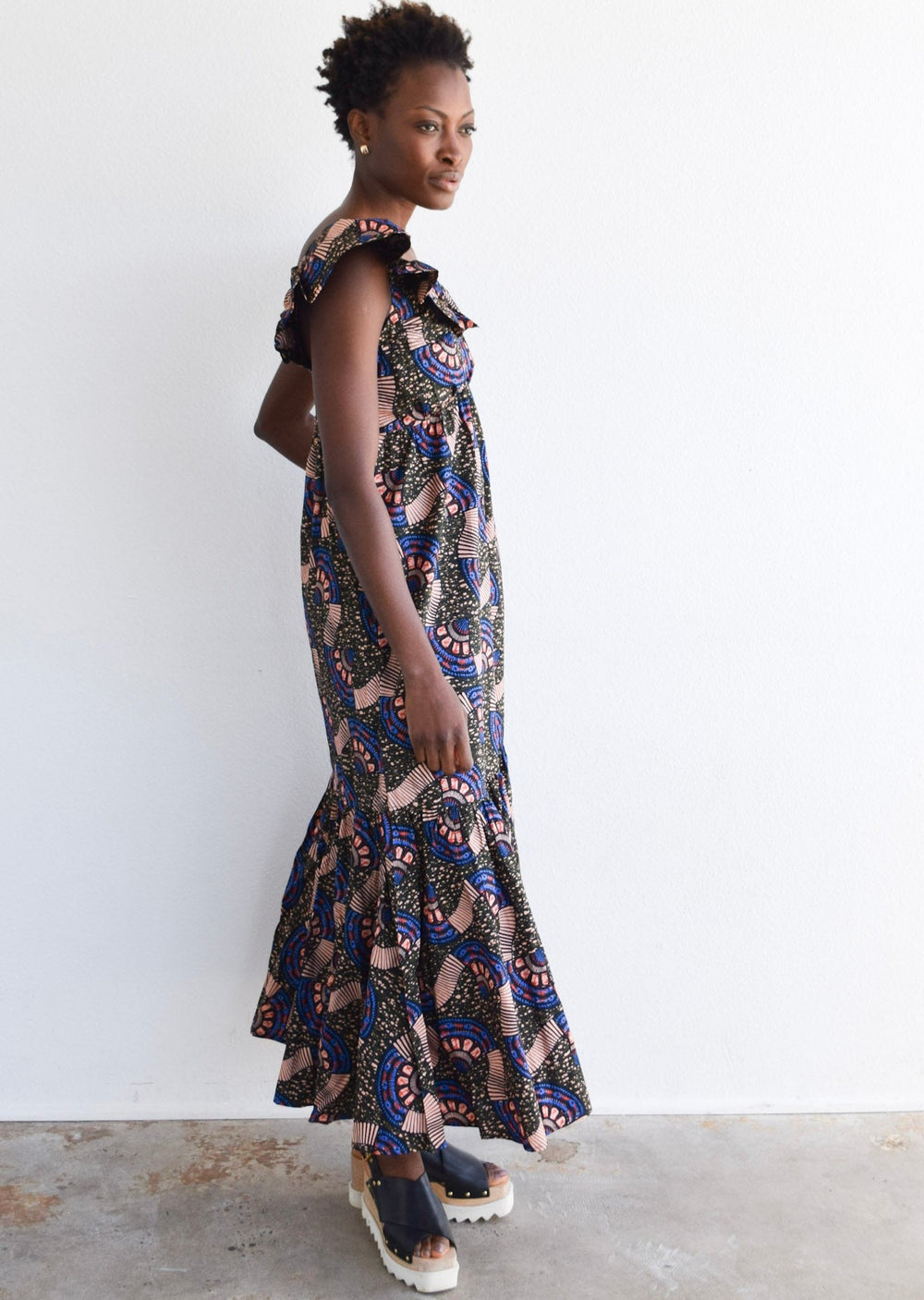 Isabelle Dress Olive Wax Print