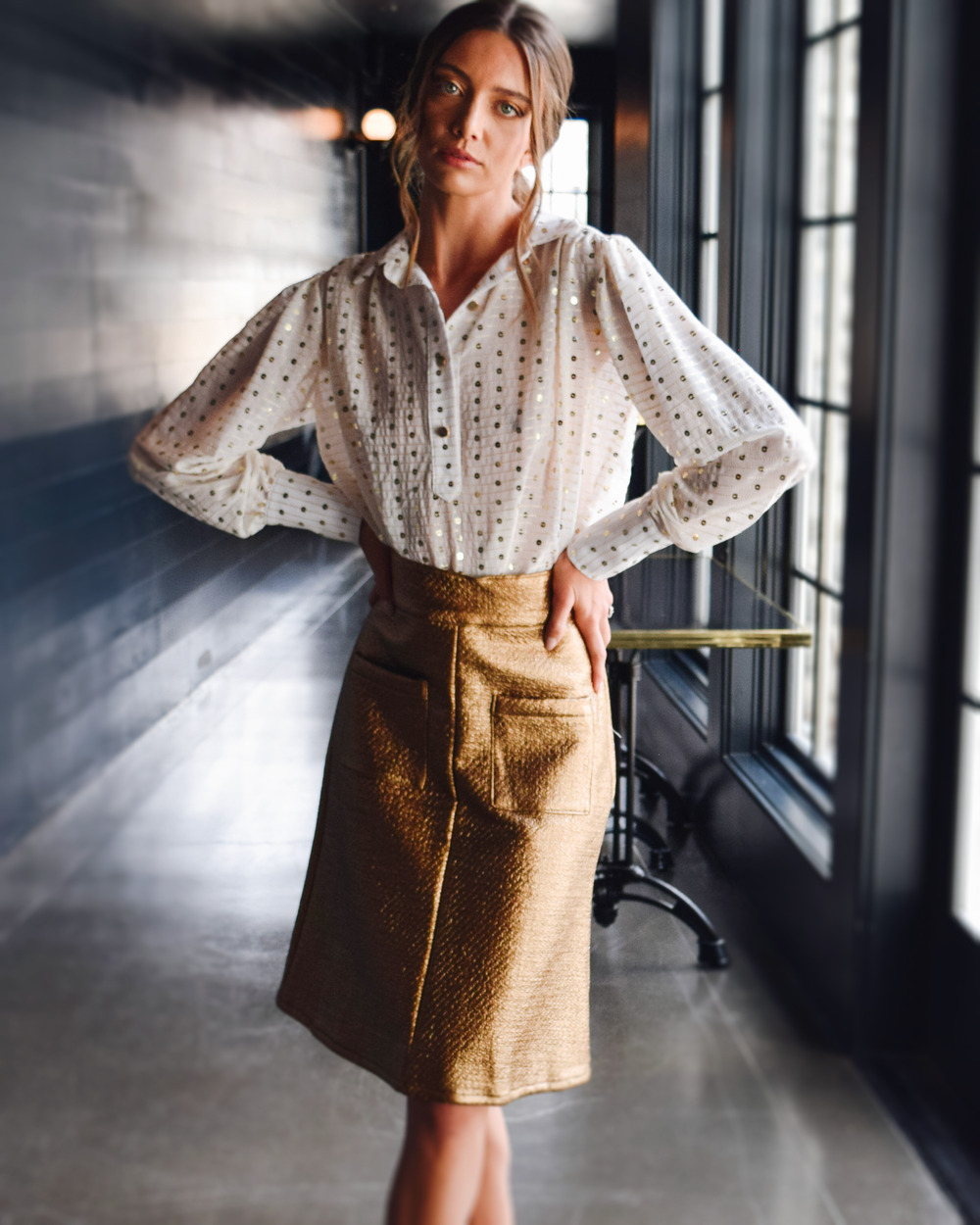 Patch Pocket Skirt Gold Coated