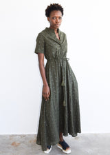 olive green short sleeved maxi dress