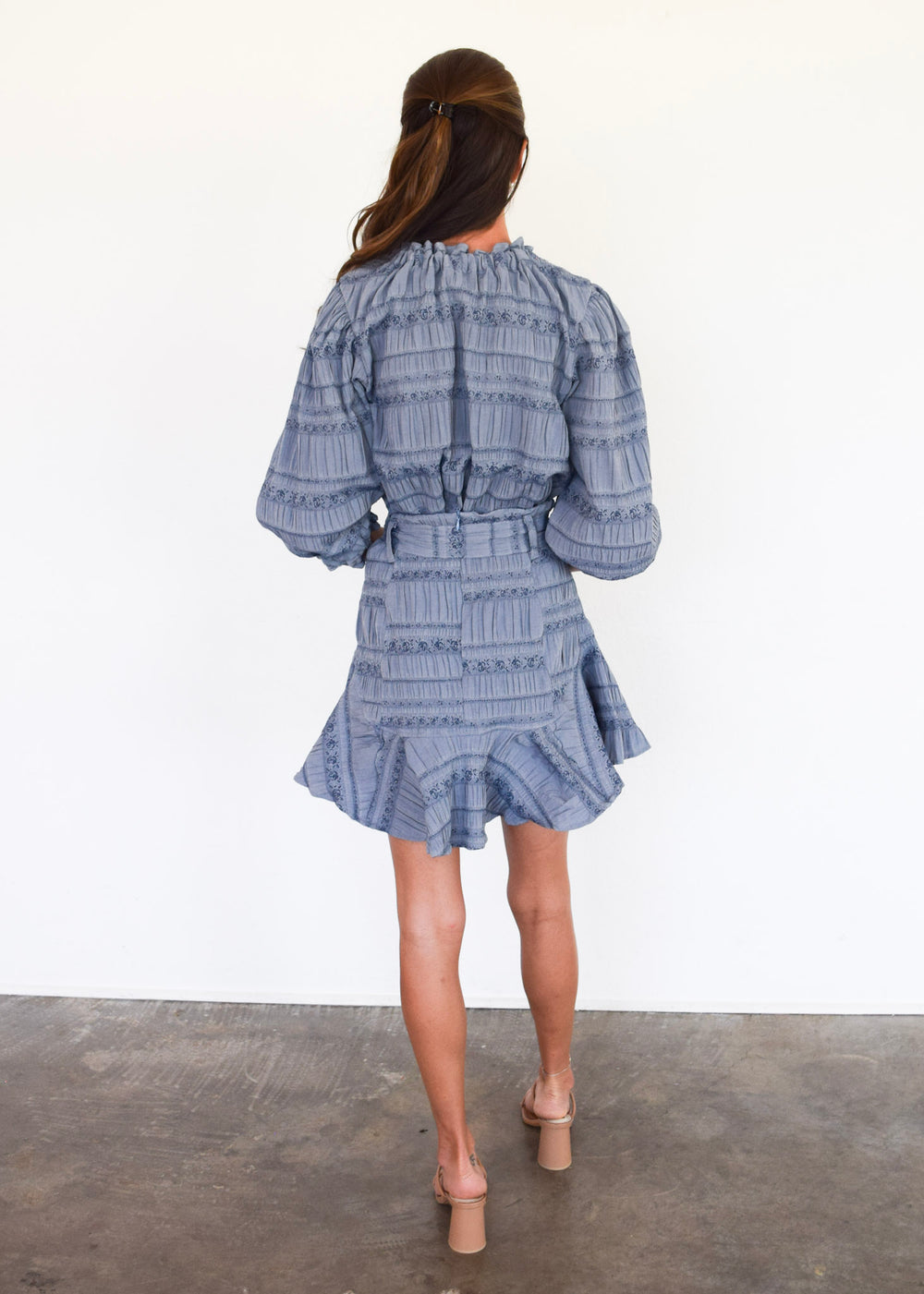 Prairie Mini Skirt Blue Floral Jacquard