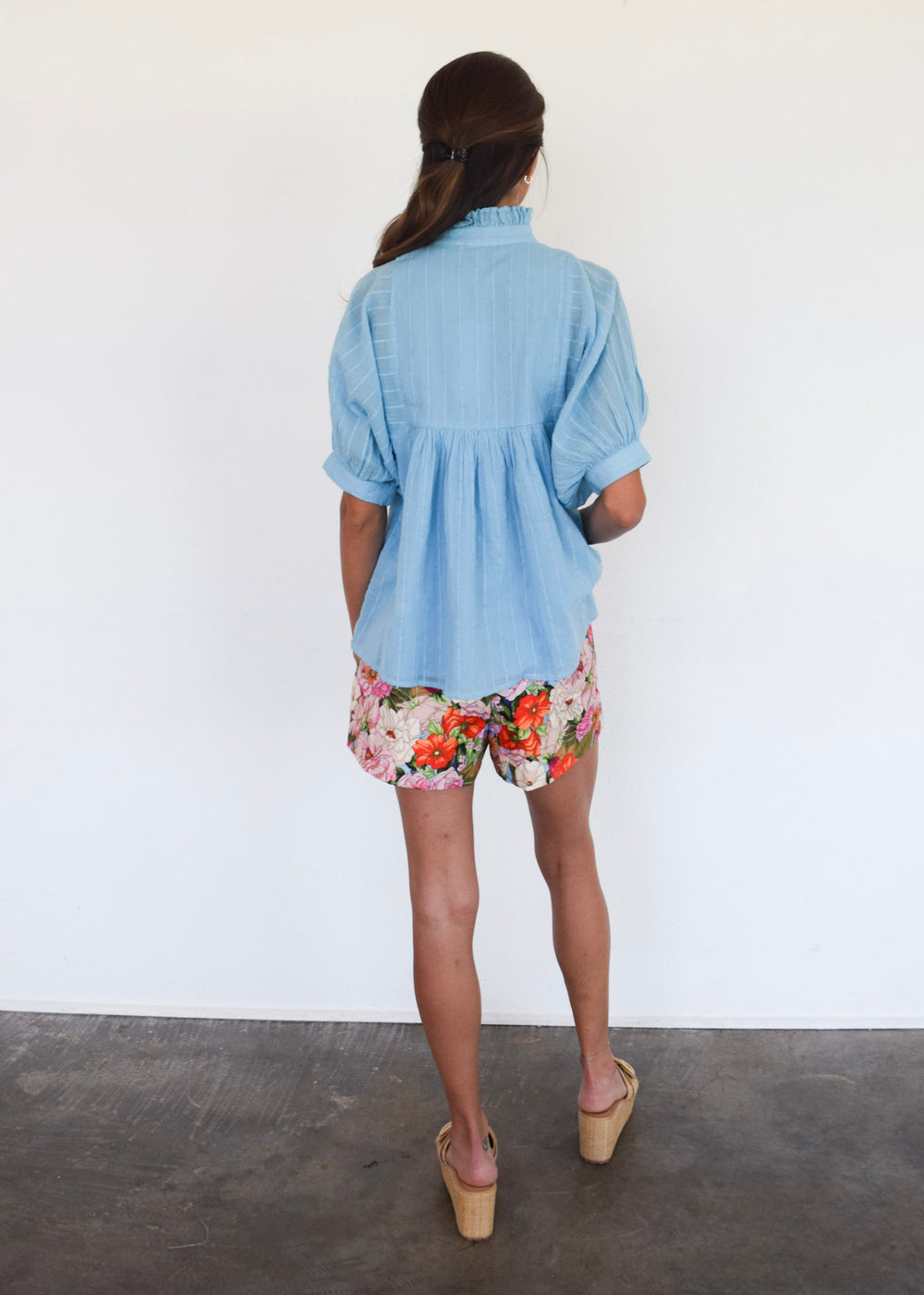 High Neck Top Air Blue Stripe