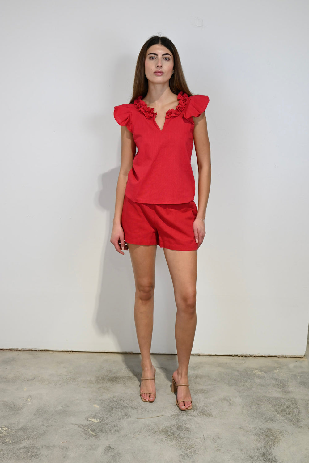 Rachel Top Red Linen