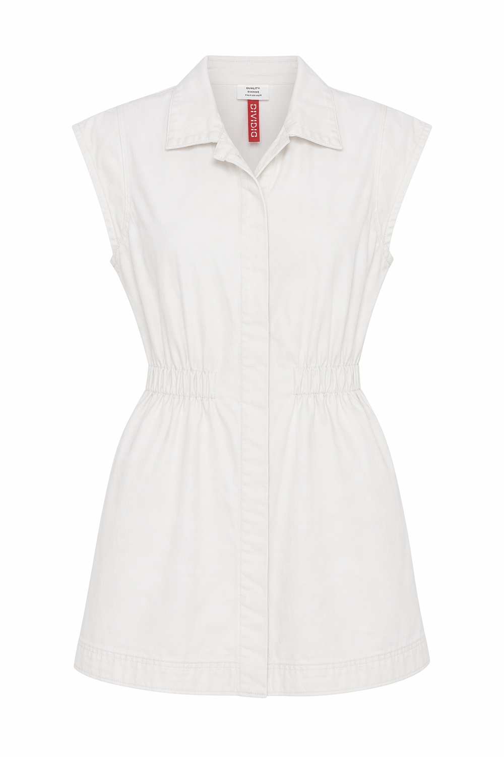 Epaulet Short Dress Bone Denim
