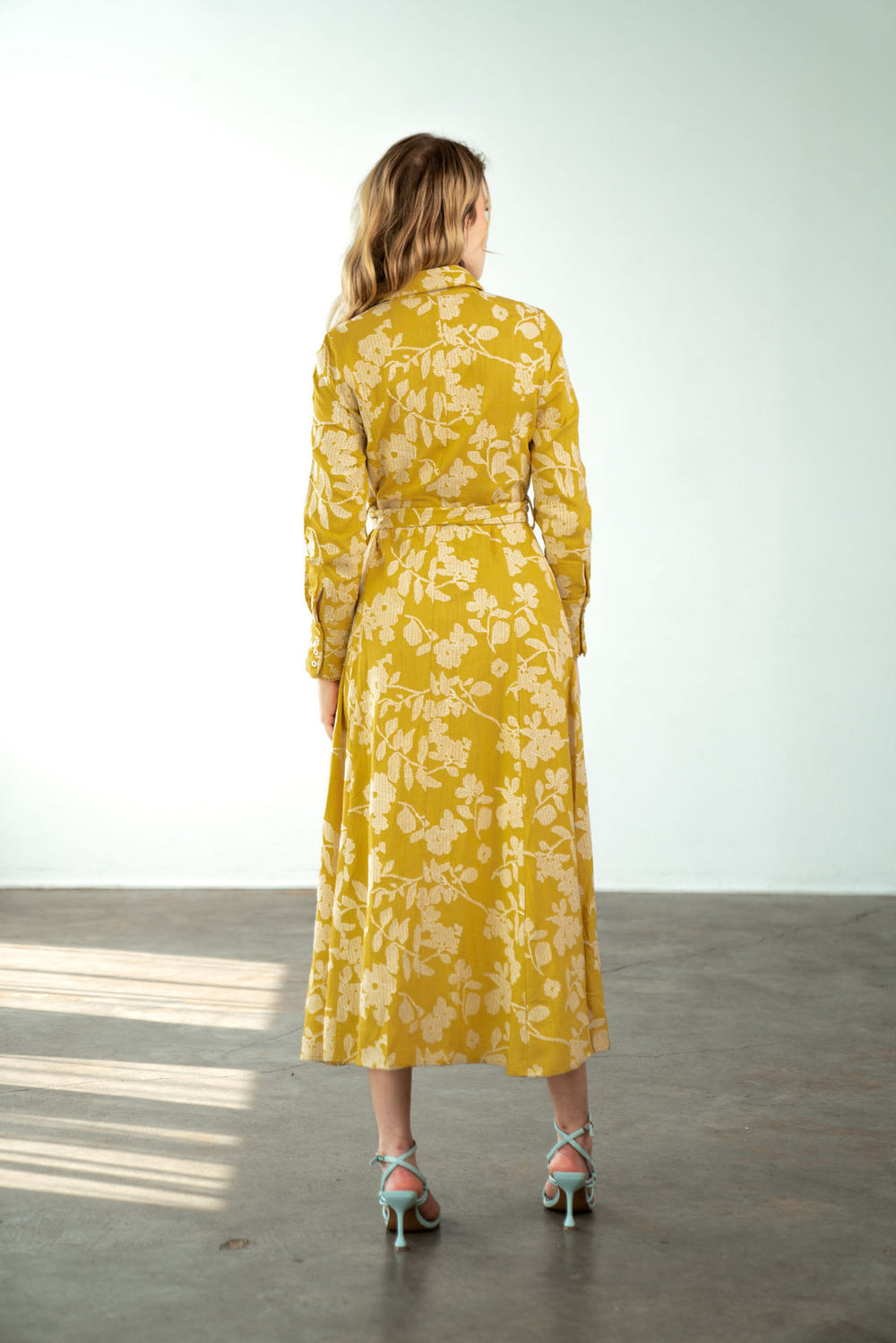Princess Seam Long Sleeve Dress Yellow Crosstitch