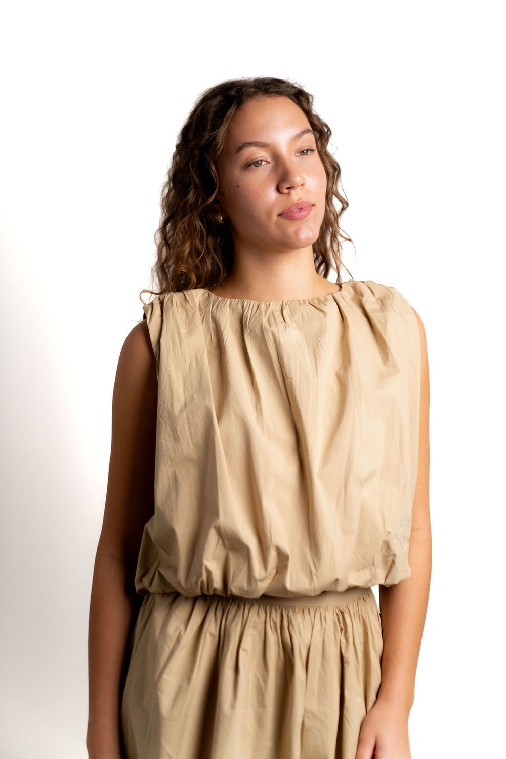 Pleated Top Khaki