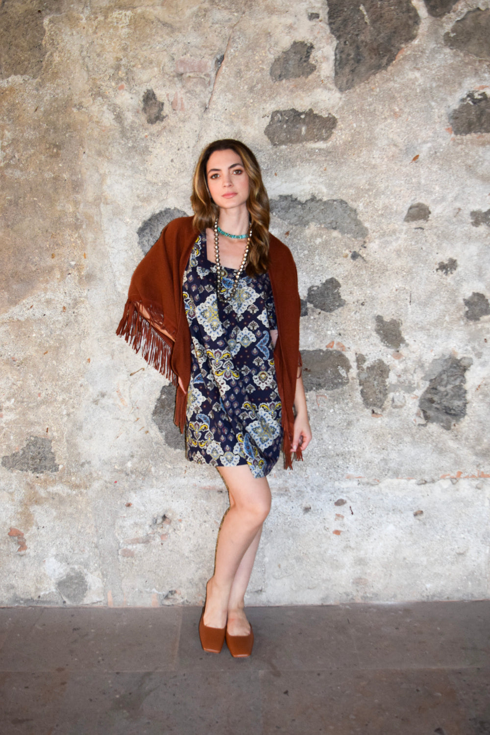 Square Neck Short Dress Paisley