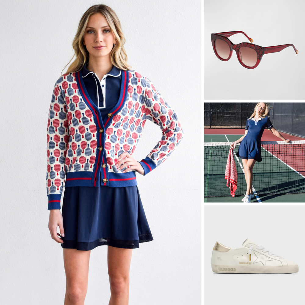Long Sleeve Cardigan Sweater - Pickleball Racquets
