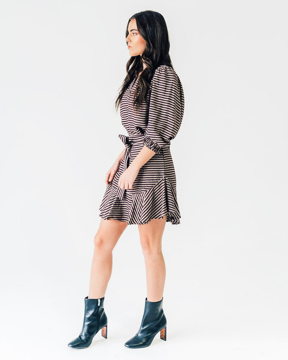 Prairie Mini Skirt Burgundy Ticking