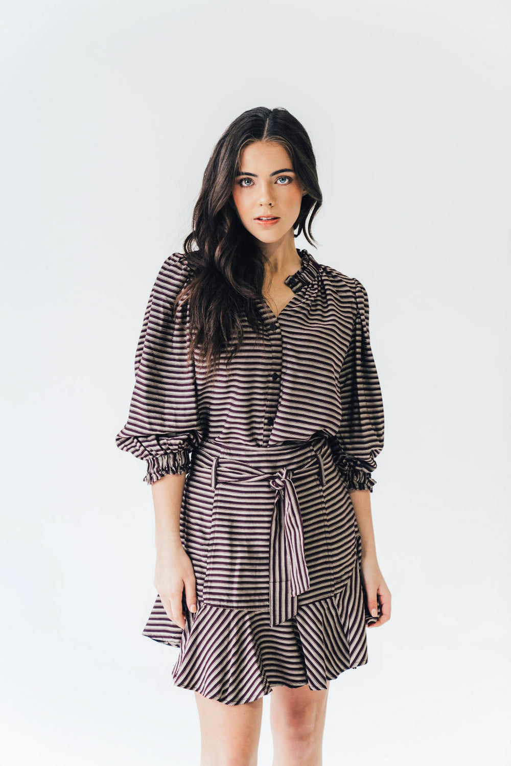 Prairie Mini Skirt Burgundy Ticking