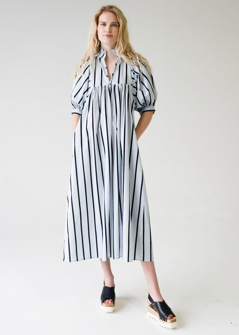 High Neck Midi Blue Cabana Stripe