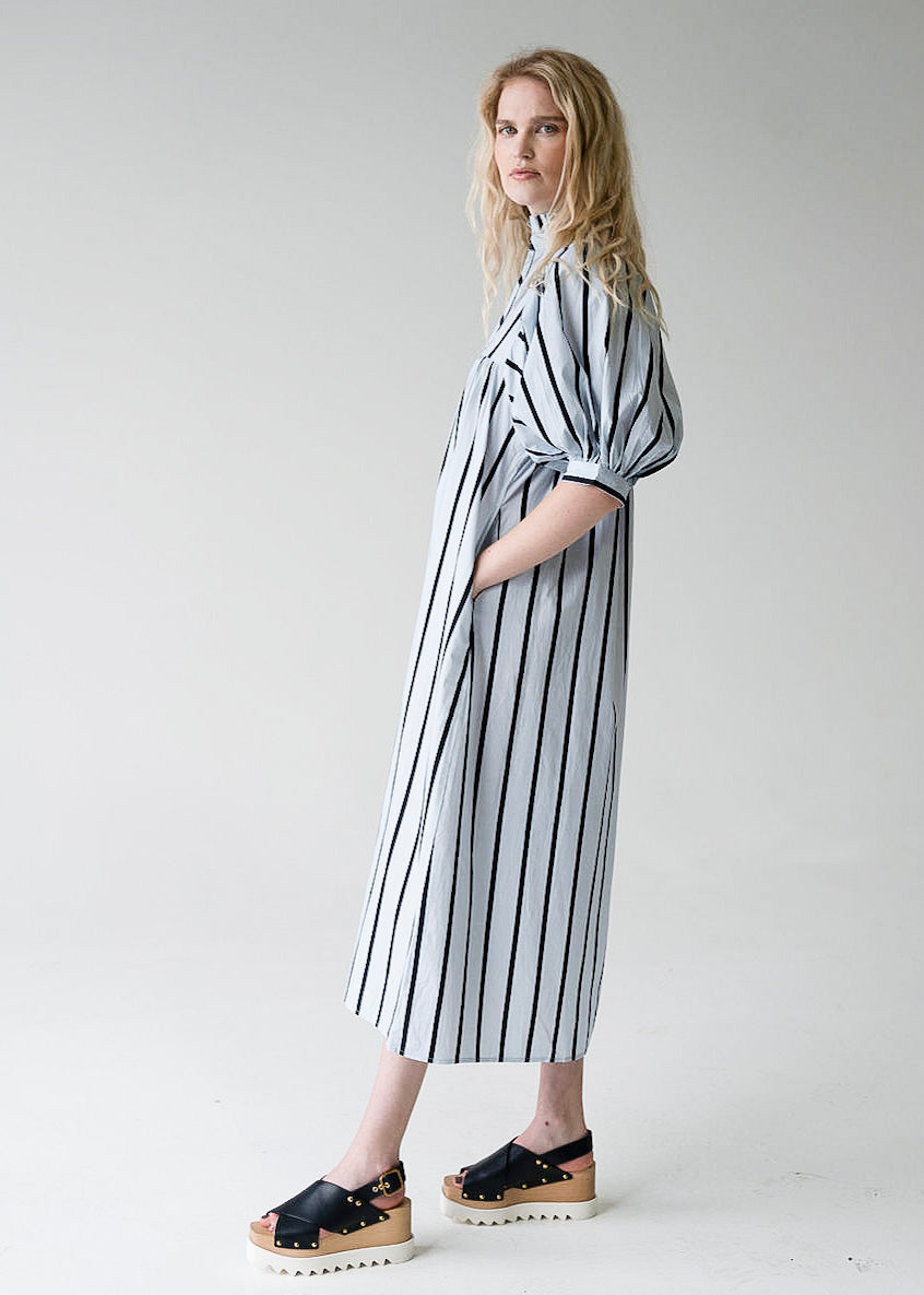 High Neck Midi Blue Cabana Stripe
