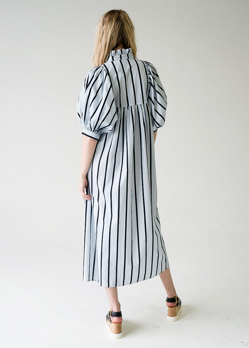 High Neck Midi Blue Cabana Stripe
