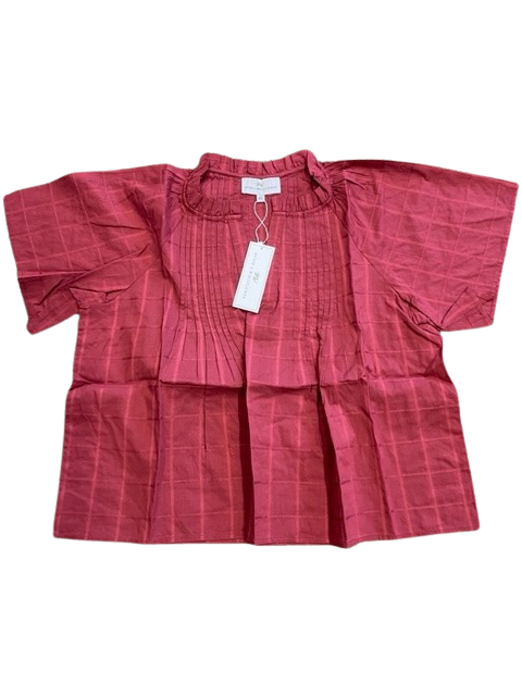 Peasant Top Burgundy Cotton Windowpane