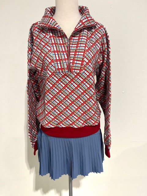 1/2 Zip Sweatshirt Red Plaid