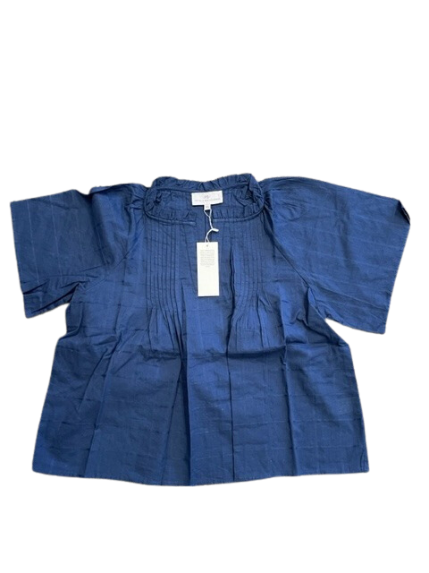 Peasant Top Navy Cotton Windowpane