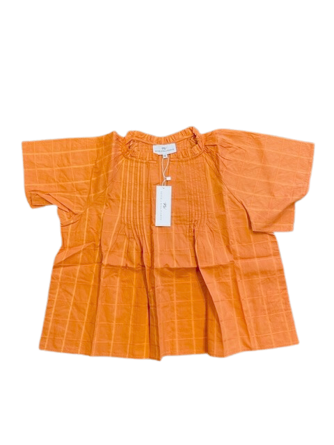 Peasant Top Burnt Orange Cotton Windowpane