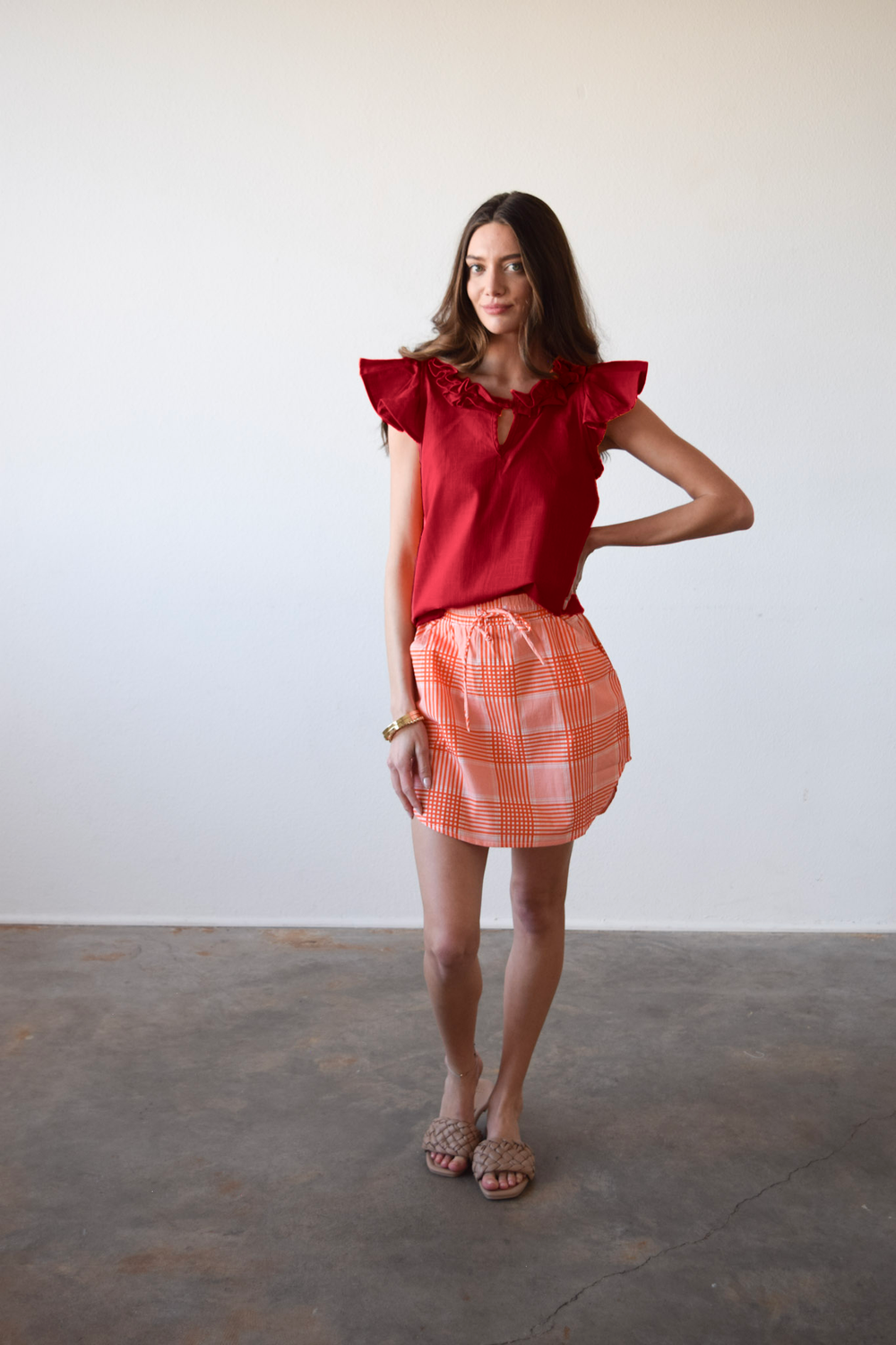 Rachel Top Burgundy Solid Cotton Cambric