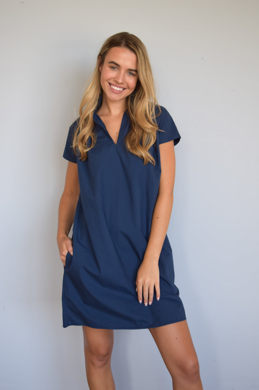 Vicki Short Sleeve Dress New Navy Poplin