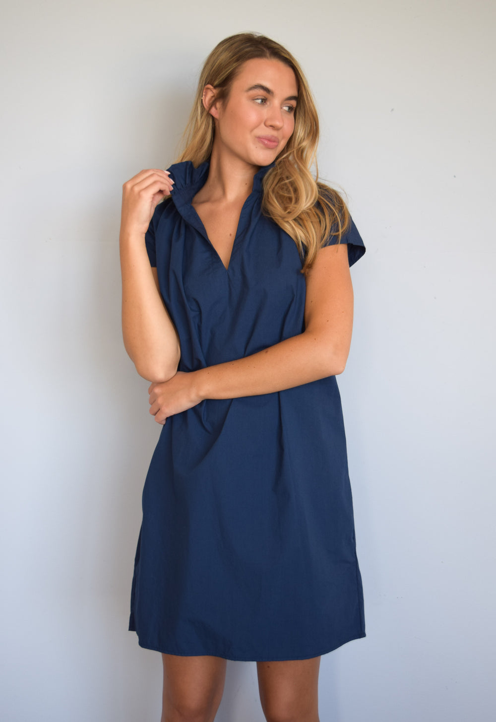 Vicki Short Sleeve Dress New Navy Poplin
