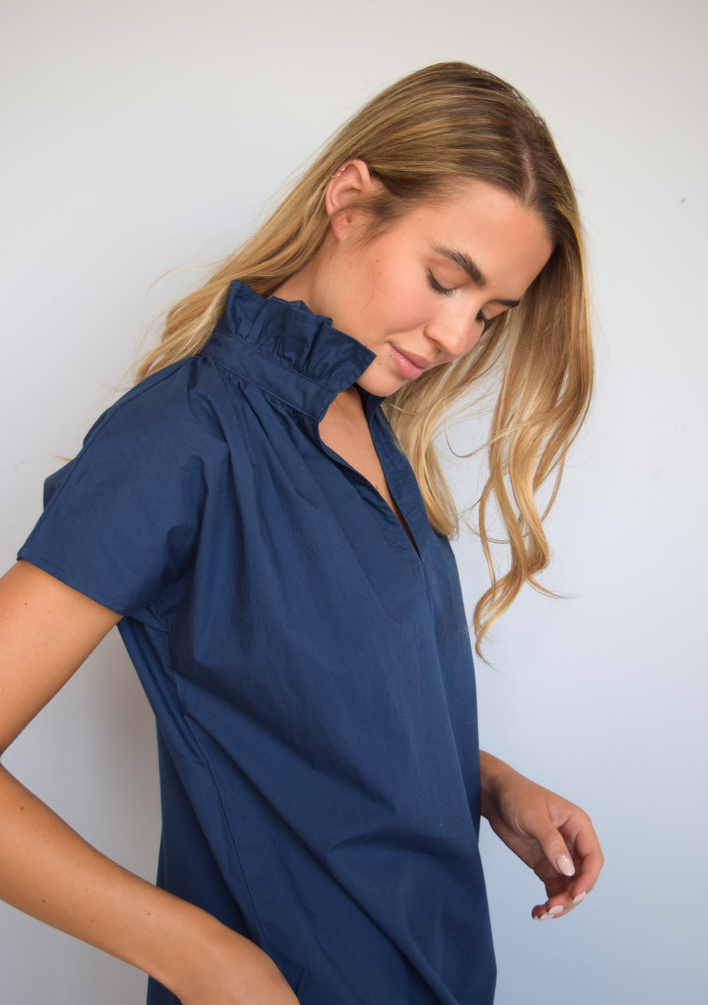 Vicki Short Sleeve Dress New Navy Poplin