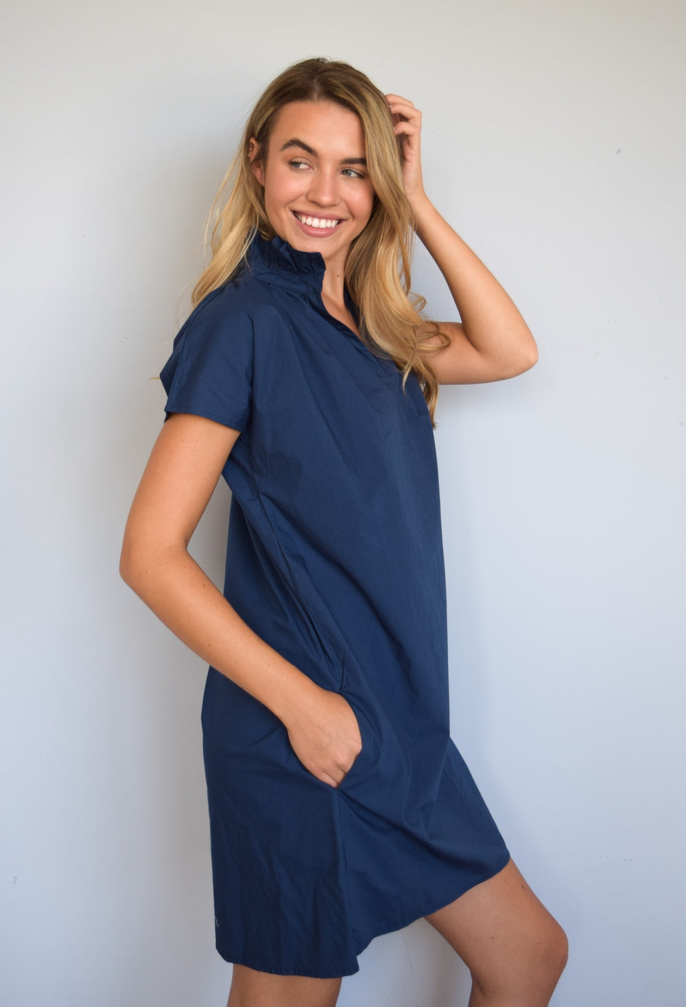 Vicki Short Sleeve Dress New Navy Poplin