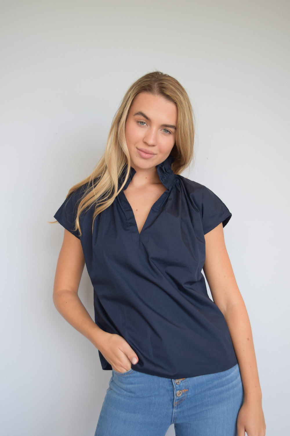 Vicki Short Sleeve Top Navy