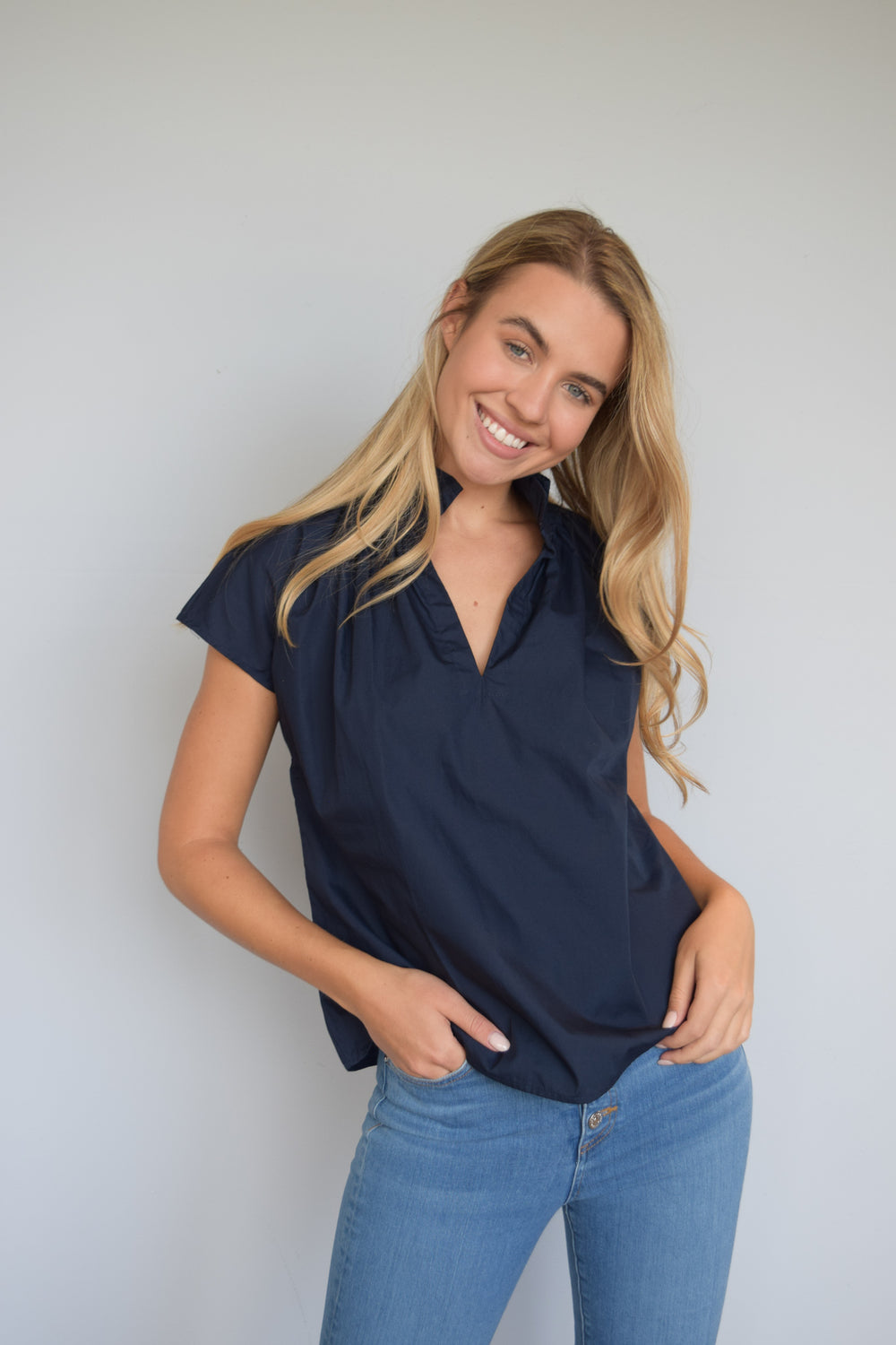 Vicki Short Sleeve Top Navy