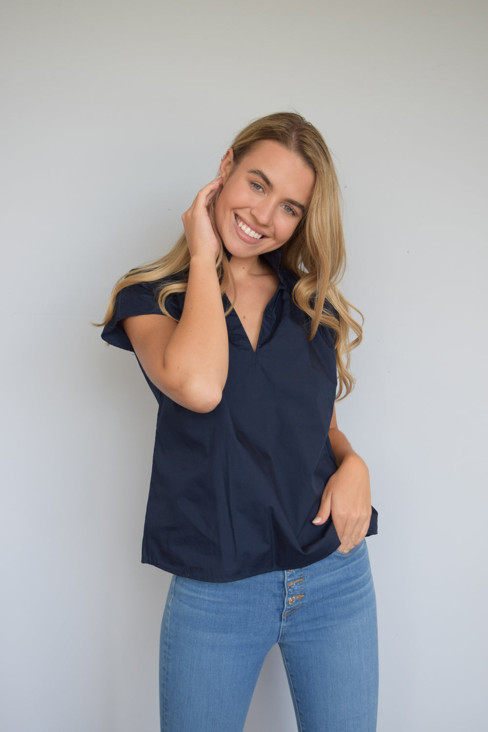 Vicki Short Sleeve Top Navy