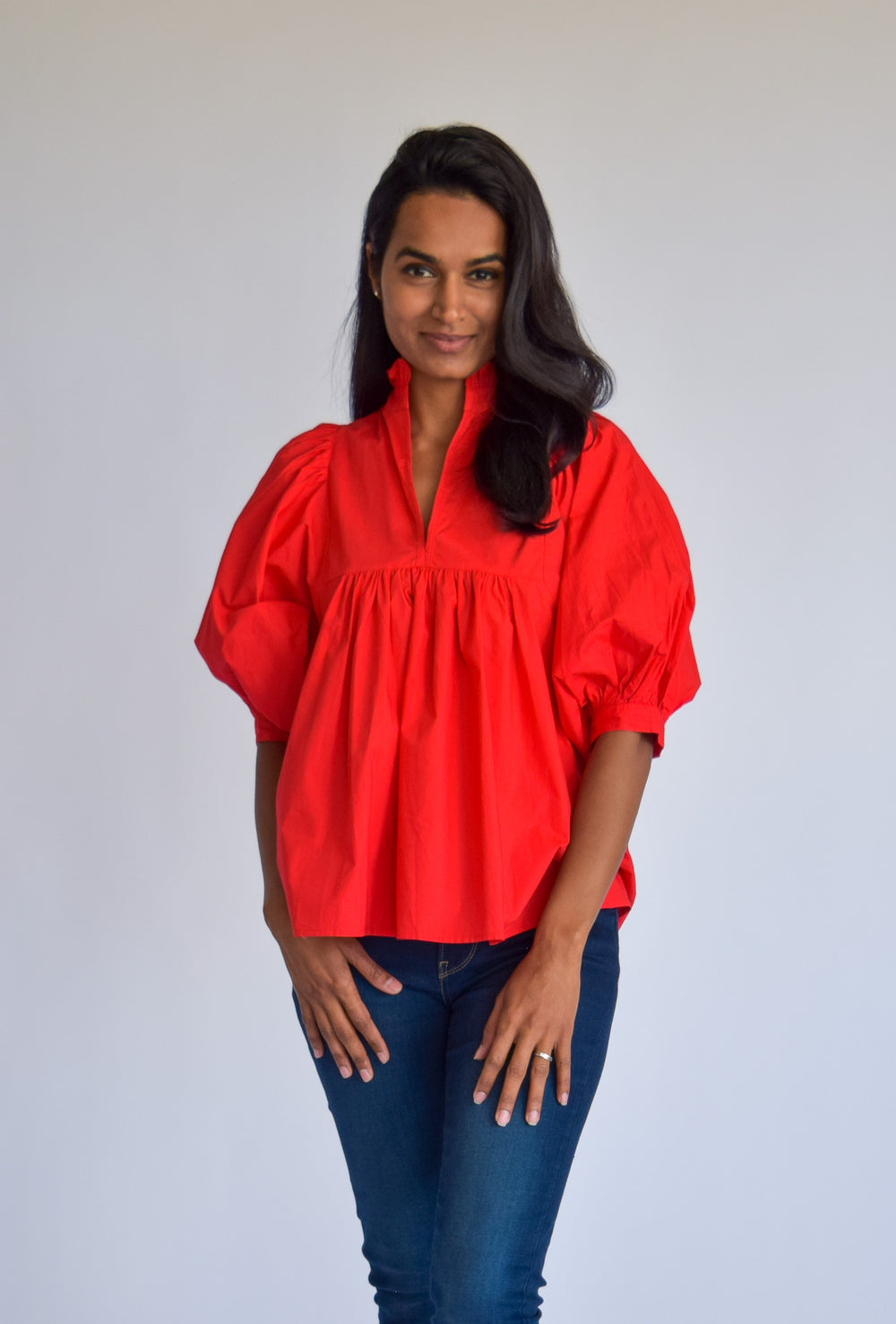 High Neck Top Red
