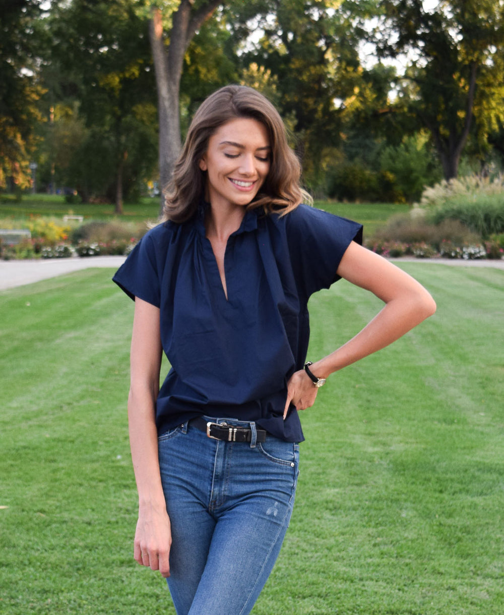 Vicki Short Sleeve Top Navy