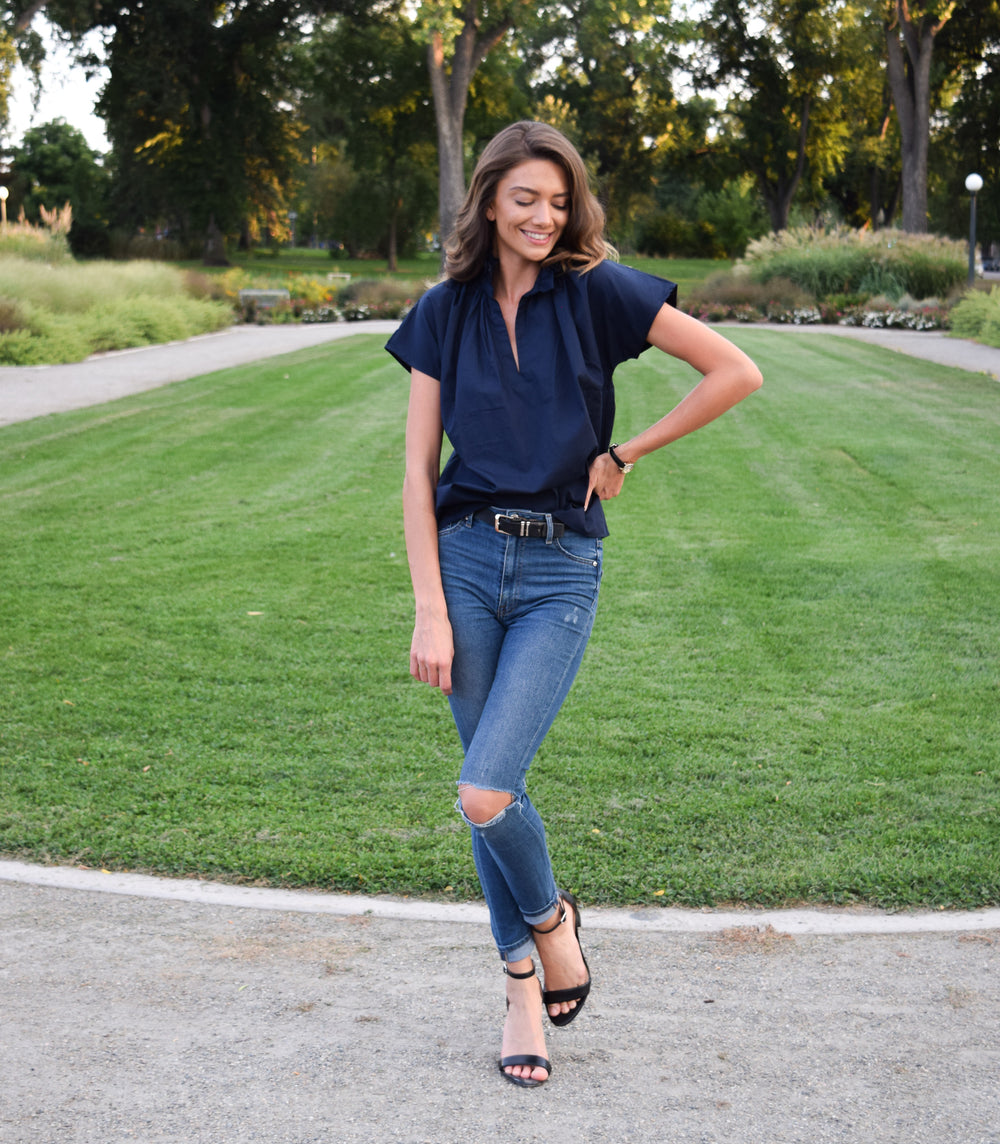 Vicki Short Sleeve Top Navy