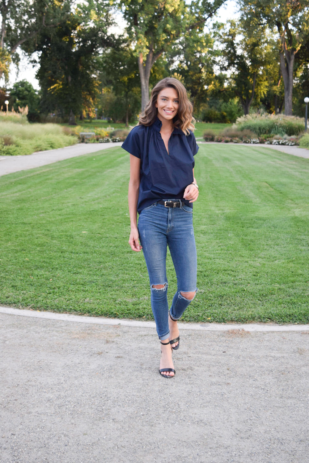 Vicki Short Sleeve Top Navy