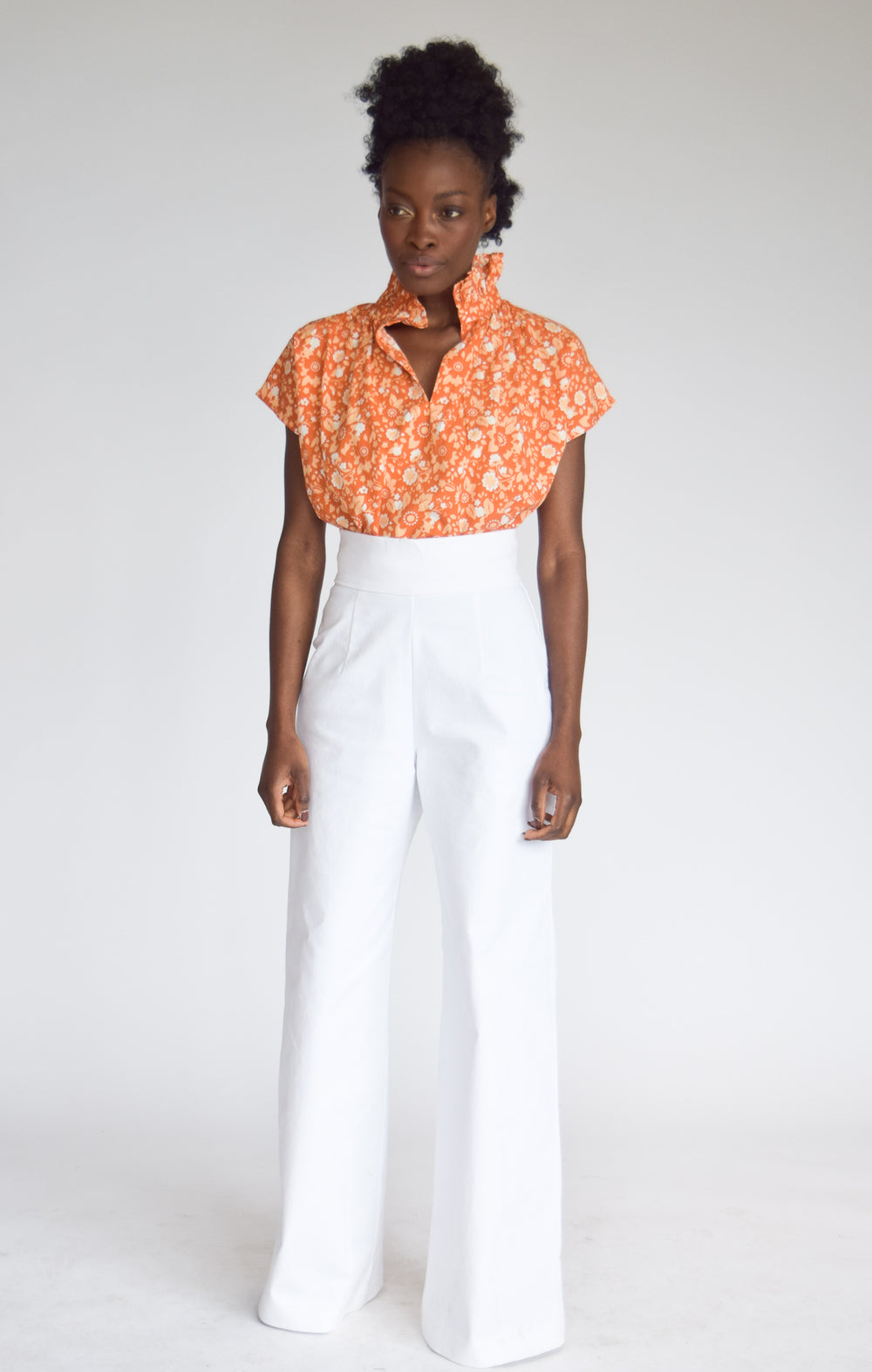 Vicki Short Sleeve Top Burnt Orange Floral