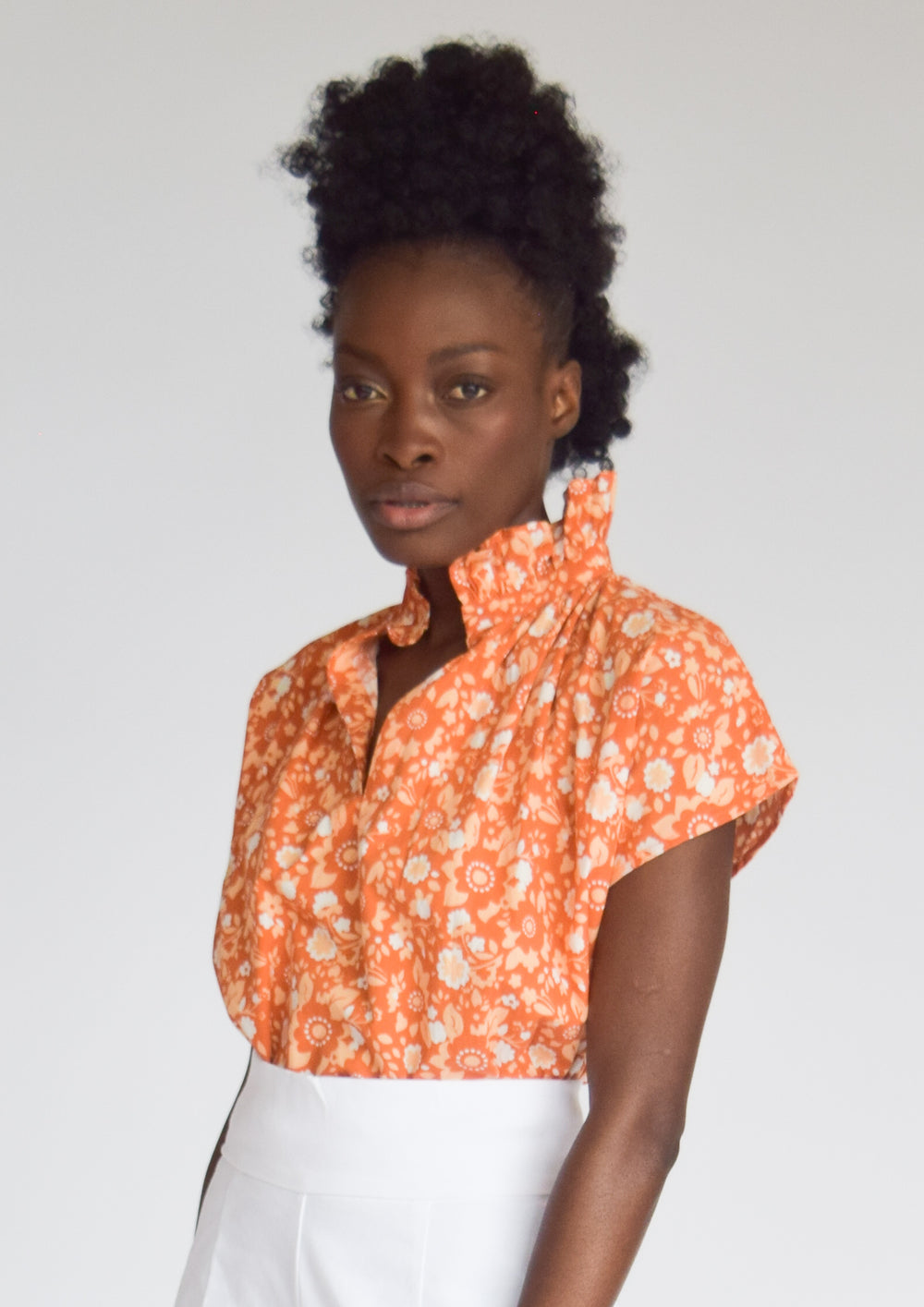 Vicki Short Sleeve Top Burnt Orange Floral