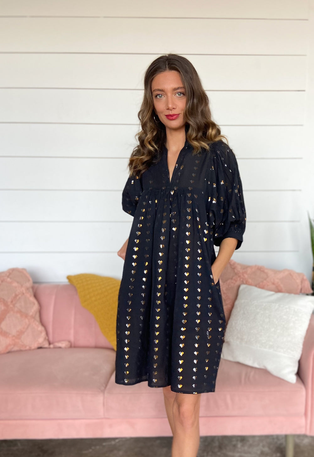 Black Heart of Gold High Neck Dress