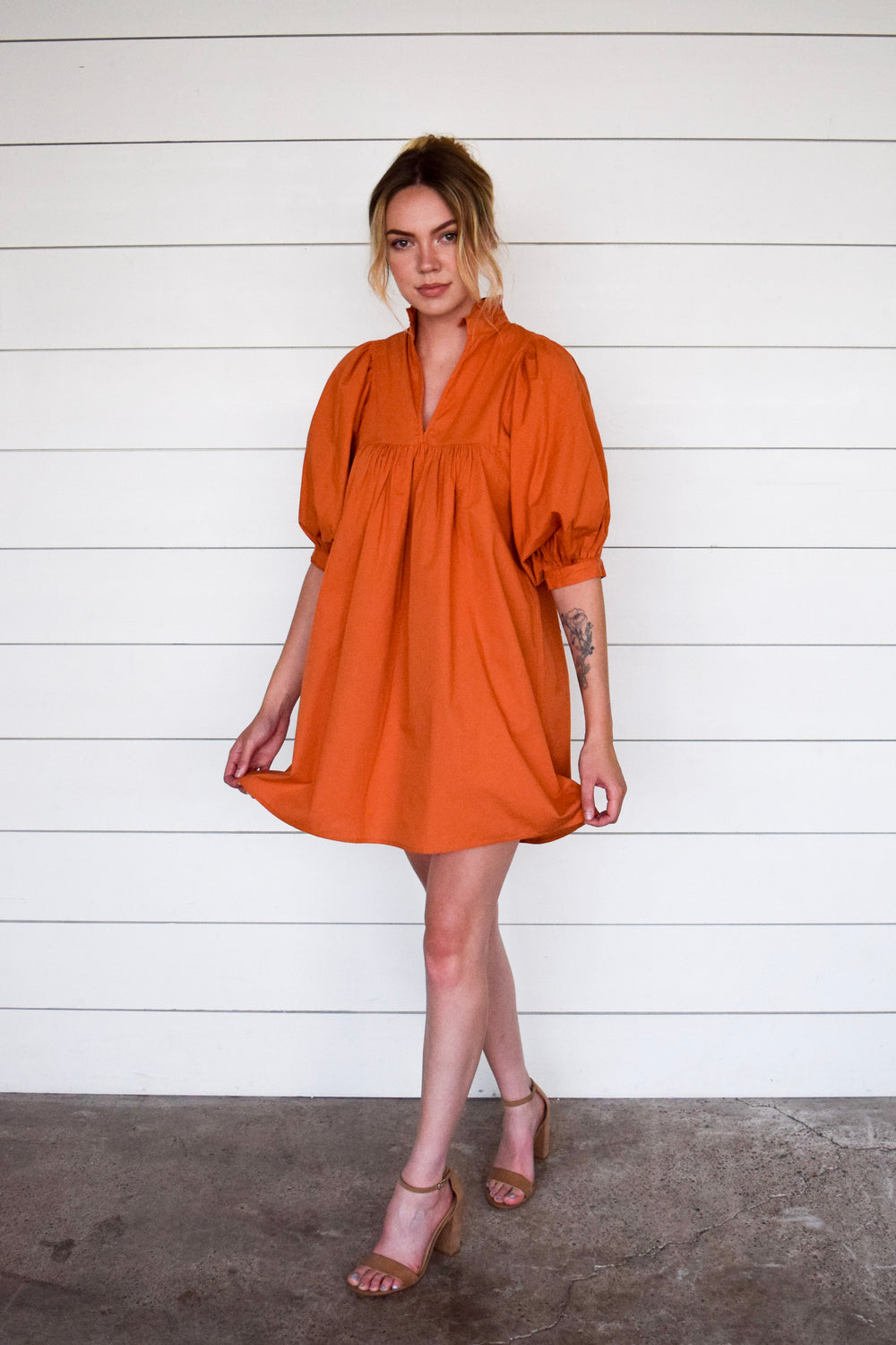 High Neck Dress Burnt Orange
